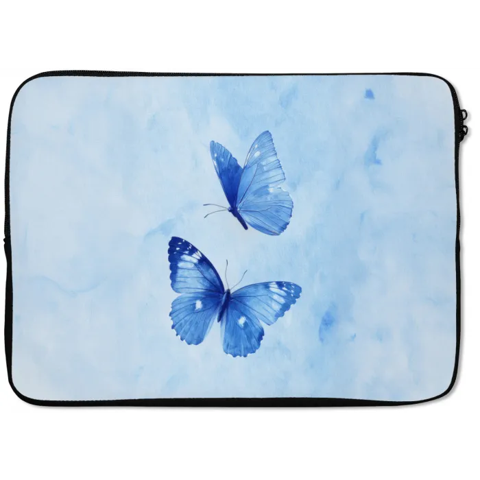 Vlinders - Sierlijk - Blauw laptophoes neopreen klein -zkaufland3dotto
