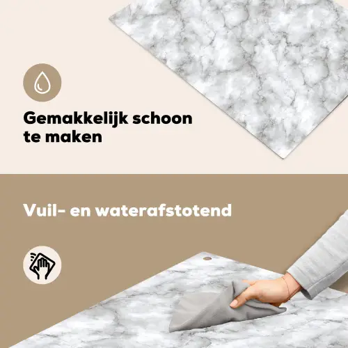 Grijs - Marmer - Klassiek - Aders Inductie beschemer met haakjes klein 777 -ky-schoon-nl