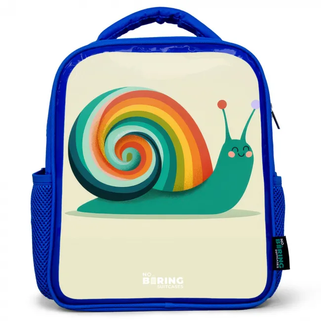 Slak - Regenboog - Kleurrijk Kinderrugzak - Blauw middel -3d
