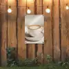 Cappuccino - Schuim - Schotel - Beige tuinposter los doek klein -sfeer1