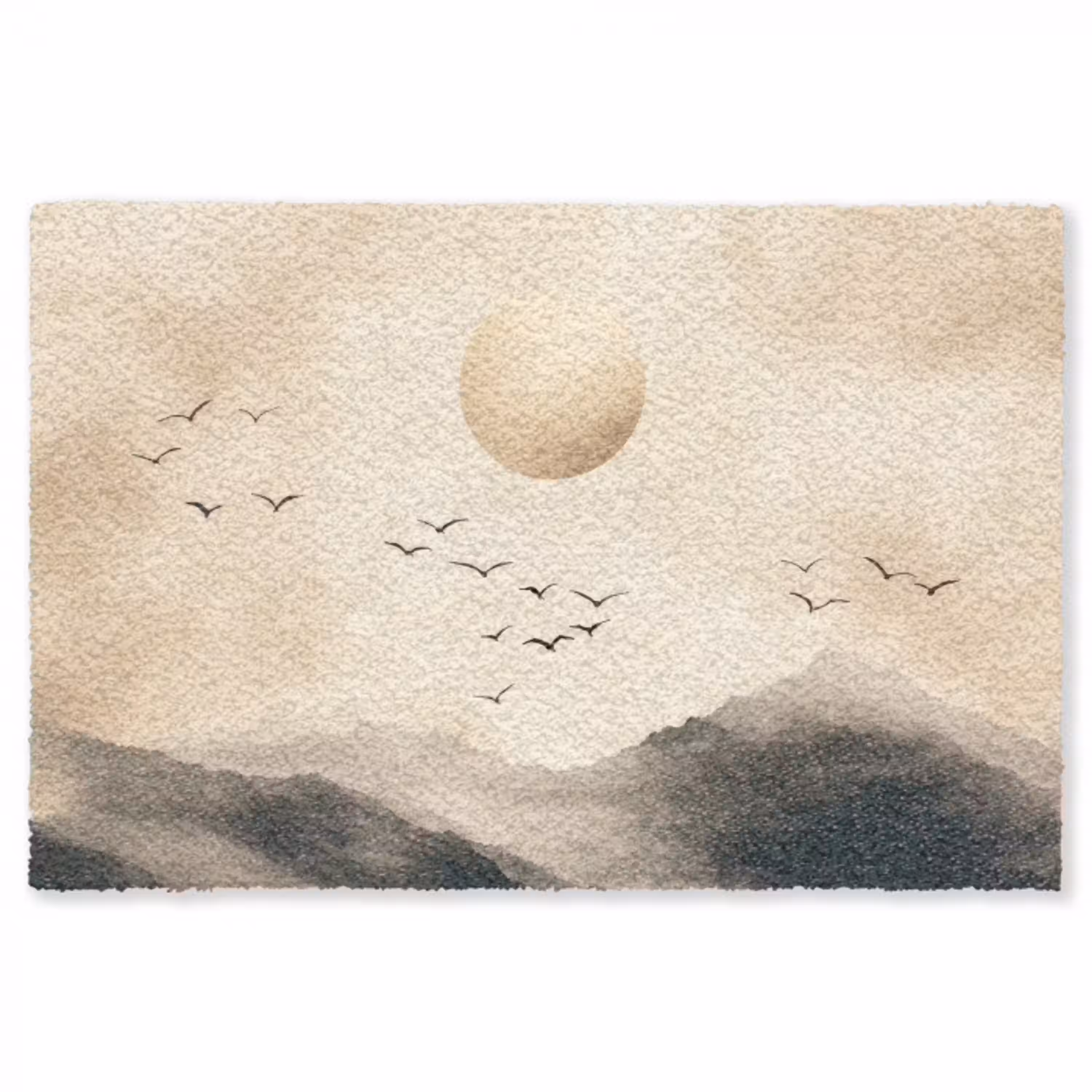 Landschap - Japandi - vogel Vloerkleed Rechthoek klein -3d