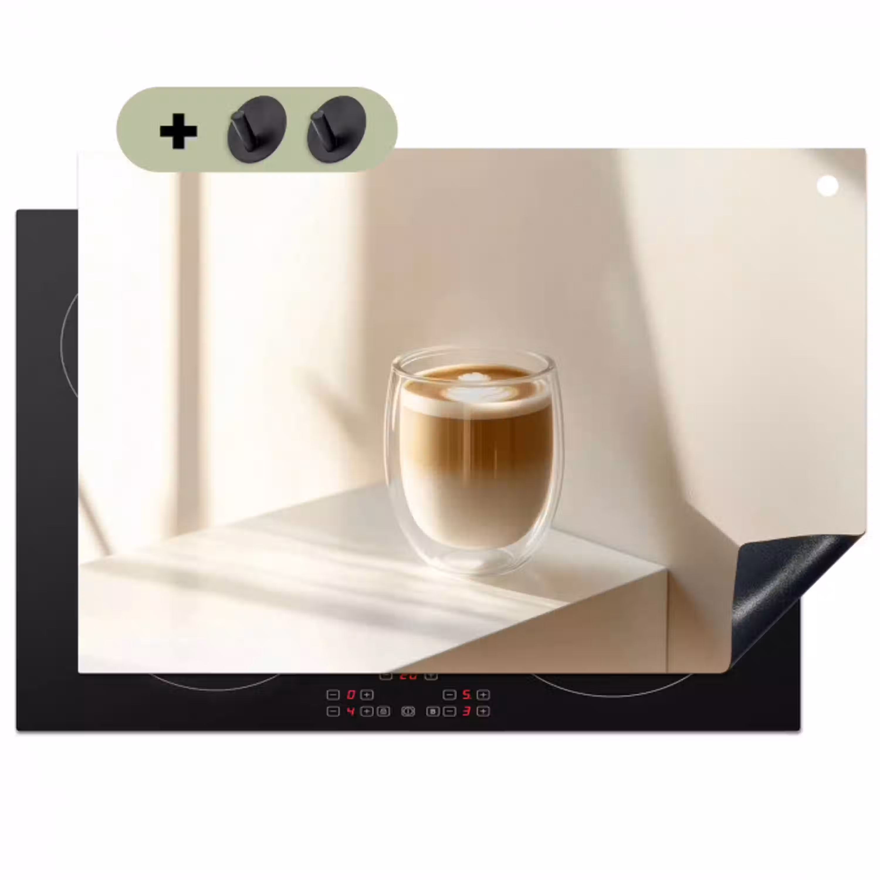 Mok - Latte - Minimalistisch - Schaduw Inductie beschemer met haakjes klein -3d
