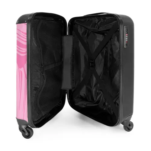 Grote bladeren in verschillende tinten roze NBS - Handbagage koffer - Unisex middel -binnenkant