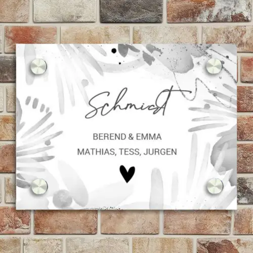 Grijze patronen - Sierlijk Naambord Rechthoek middel -sfeer3