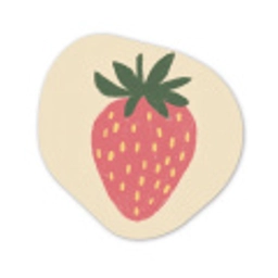 Aardbei - Minimalistisch - Rood - Fruit Wandcirkel Organisch Forex 3mm klein -3d