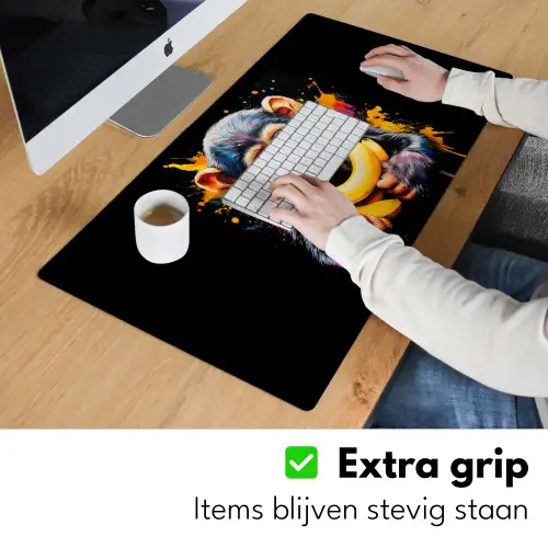 Aap - Graffiti - Kleurrijk - Bananen - Modern Muismat XXL klein -sfeer3