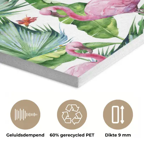 Inductie beschermer - Flamingo - Bladeren - Afdekplaat voor kookplaat - Tropisch PET vilt klein -closeup_NL
