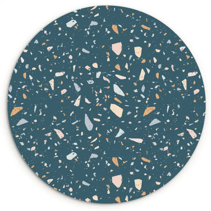 Terrazzo -  Patroon - Kleurrijk - Diep blauw Wandcirkel plexiglas klein 852 -3d