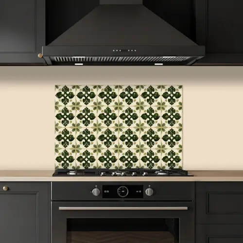 Patroon - Tegel - Groen keuken achterwand spatscherm klein 900 -sfeer1