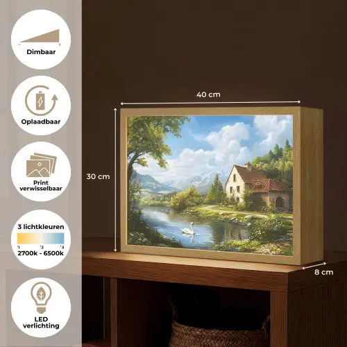 Zwaan - Bomen - Rust Light Box met batterij (Wandlamp) middel -USP_websiteoverzichtNL