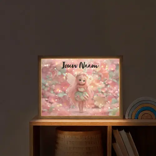 Fee - Bloemen - Roze Light Box met batterij (Wandlamp kind) middel -sfeer1_kind