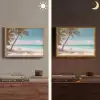 Palmboom - Schommel - Strand - Lucht Light Box met batterij (Wandlamp) middel -sfeer3