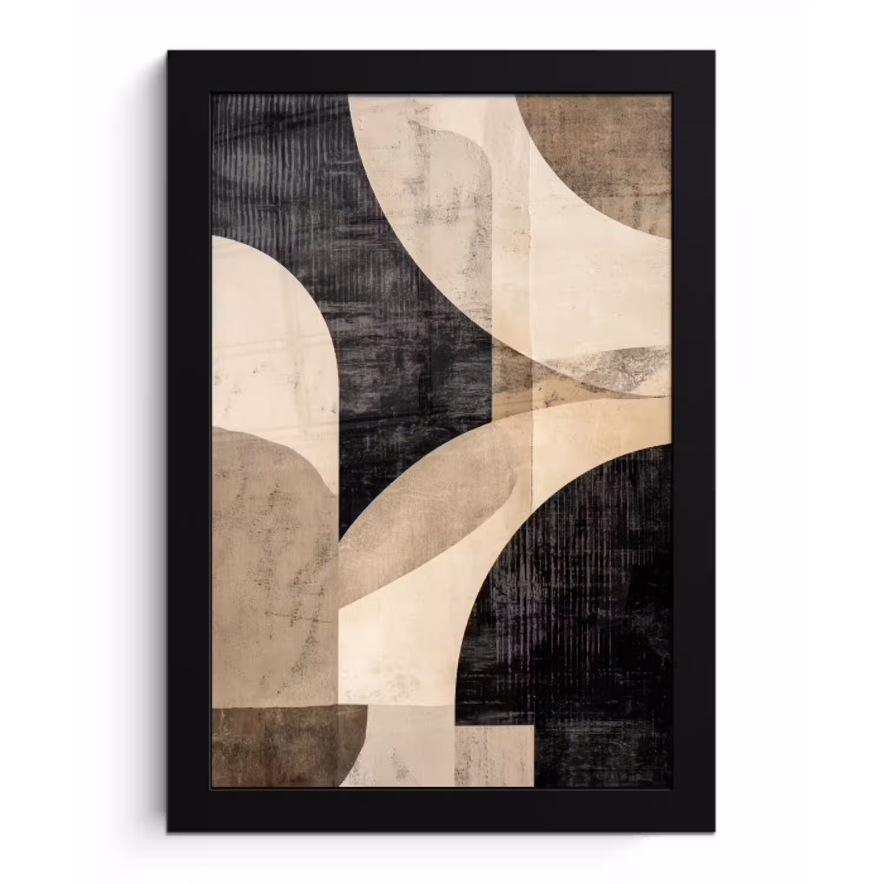 Abstract - Vormen - Modern - Beige fotolijst zwart zonder passe partout klein -3d