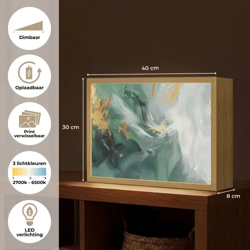 Groen - Modern - Marmer - Abstract Light Box met batterij (Wandlamp) middel -USP_websiteoverzichtNL