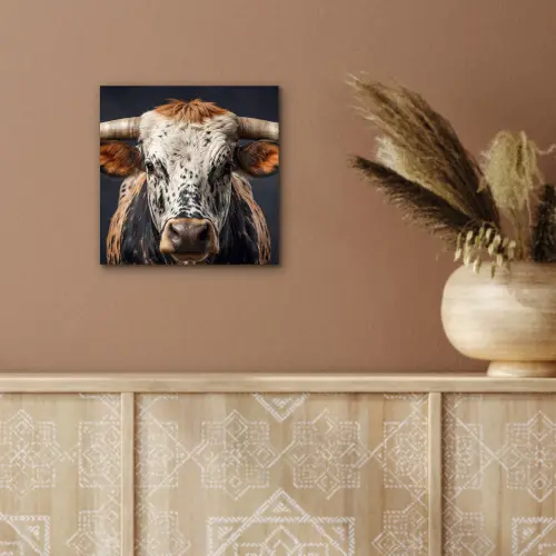 Stier - Kleurrijk - Hoorns aluminium wit klein -sfeer4