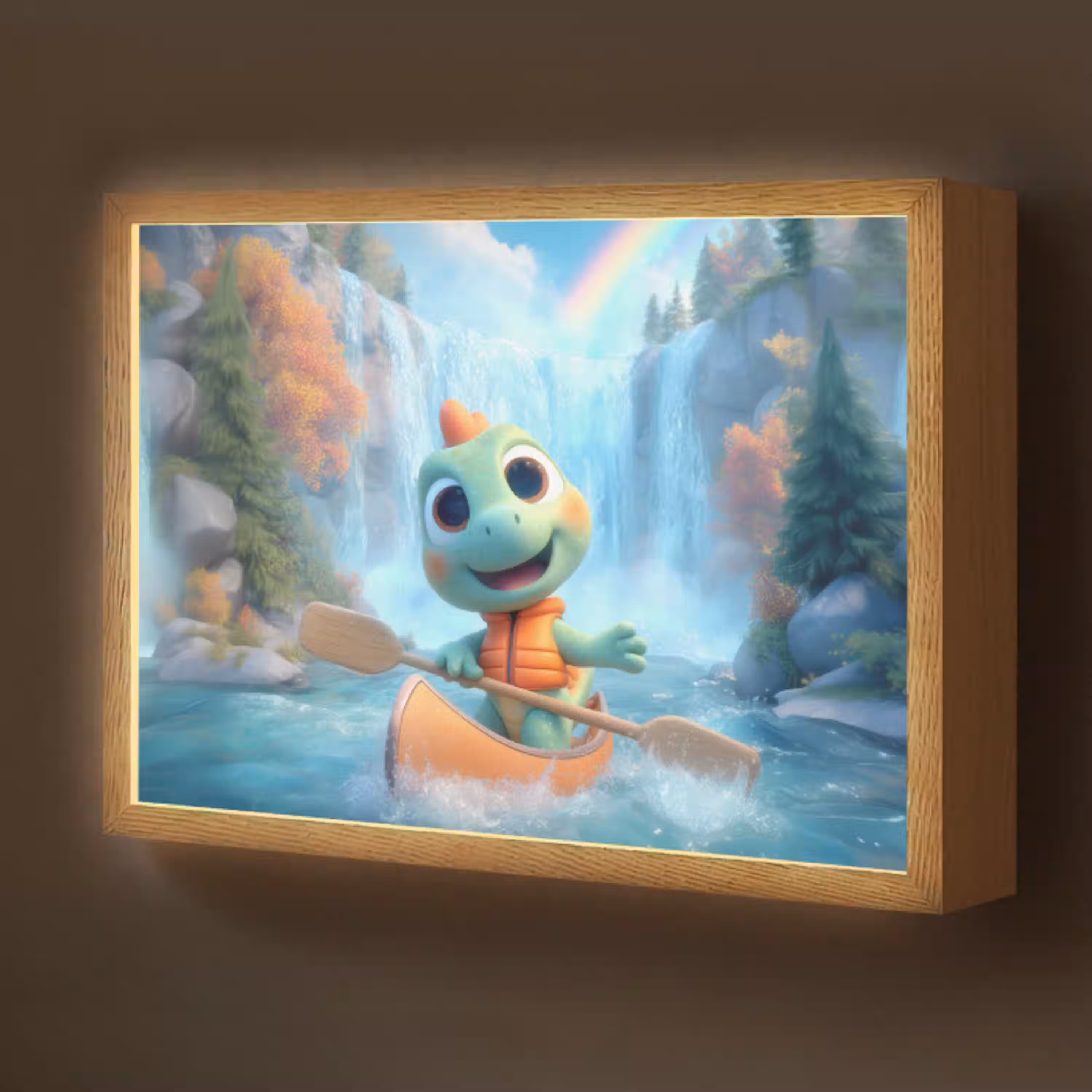 Dino - Natuur - Waterval Light Box met batterij (Wandlamp kind) middel -z3d_website