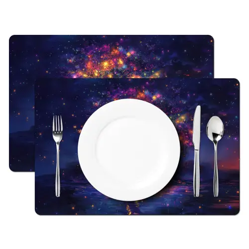 Kosmisch - lichtboom - Kerst - Kleurrijk Placemat vinyl groot -zzsfeer2_Kitchenyeah-website