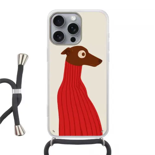 Silhouet - Hond - Trui - Rood Hoesje iPhone 16 Pro Max met koord klein -3d