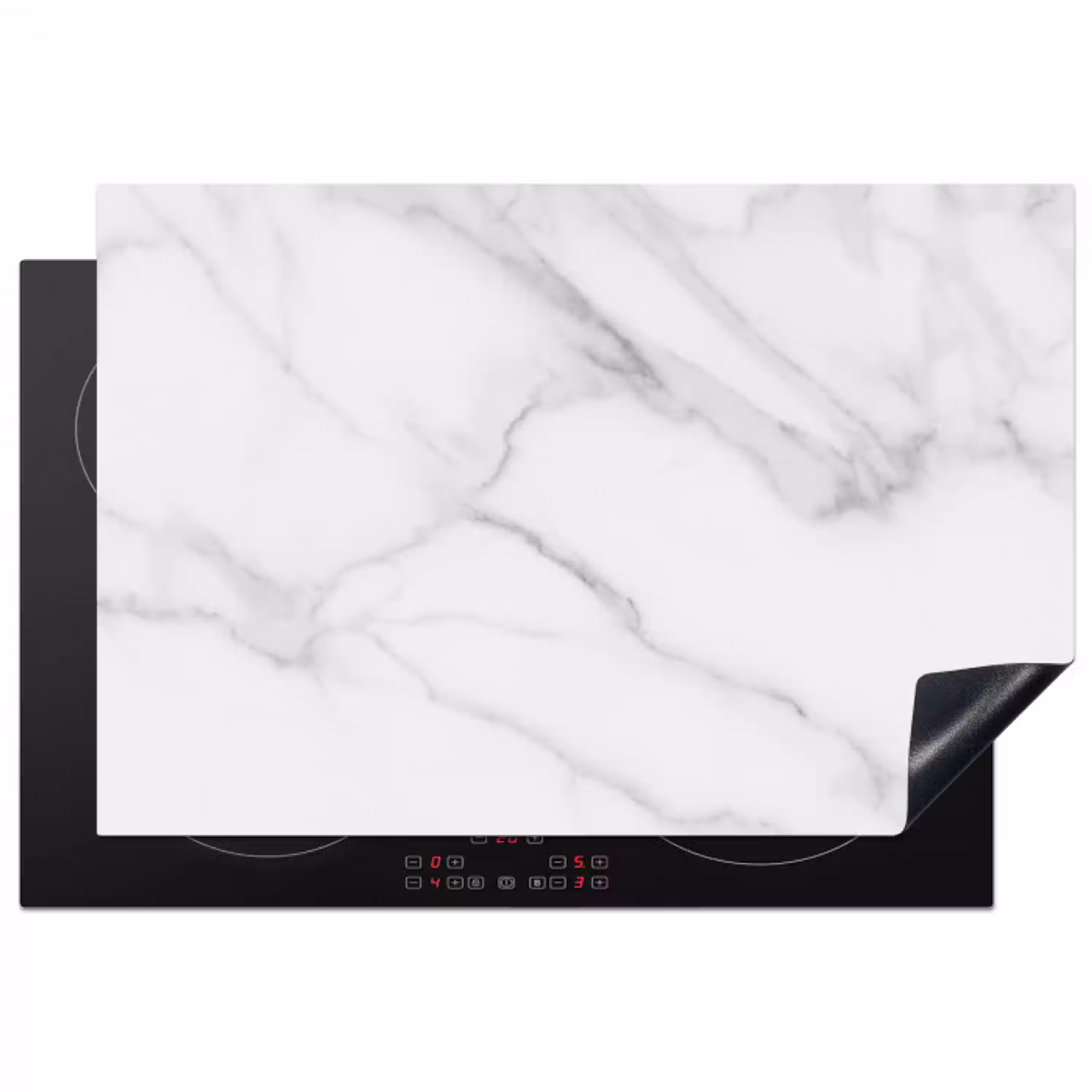 Marmer - Structuur - Wit - Grijs - Steen - Marmerlook Inductie beschermer vinyl 3mm klein -3d