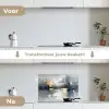Kunst - Grijs - Goud - Abstract keuken achterwand spatscherm klein -voor_na_NL