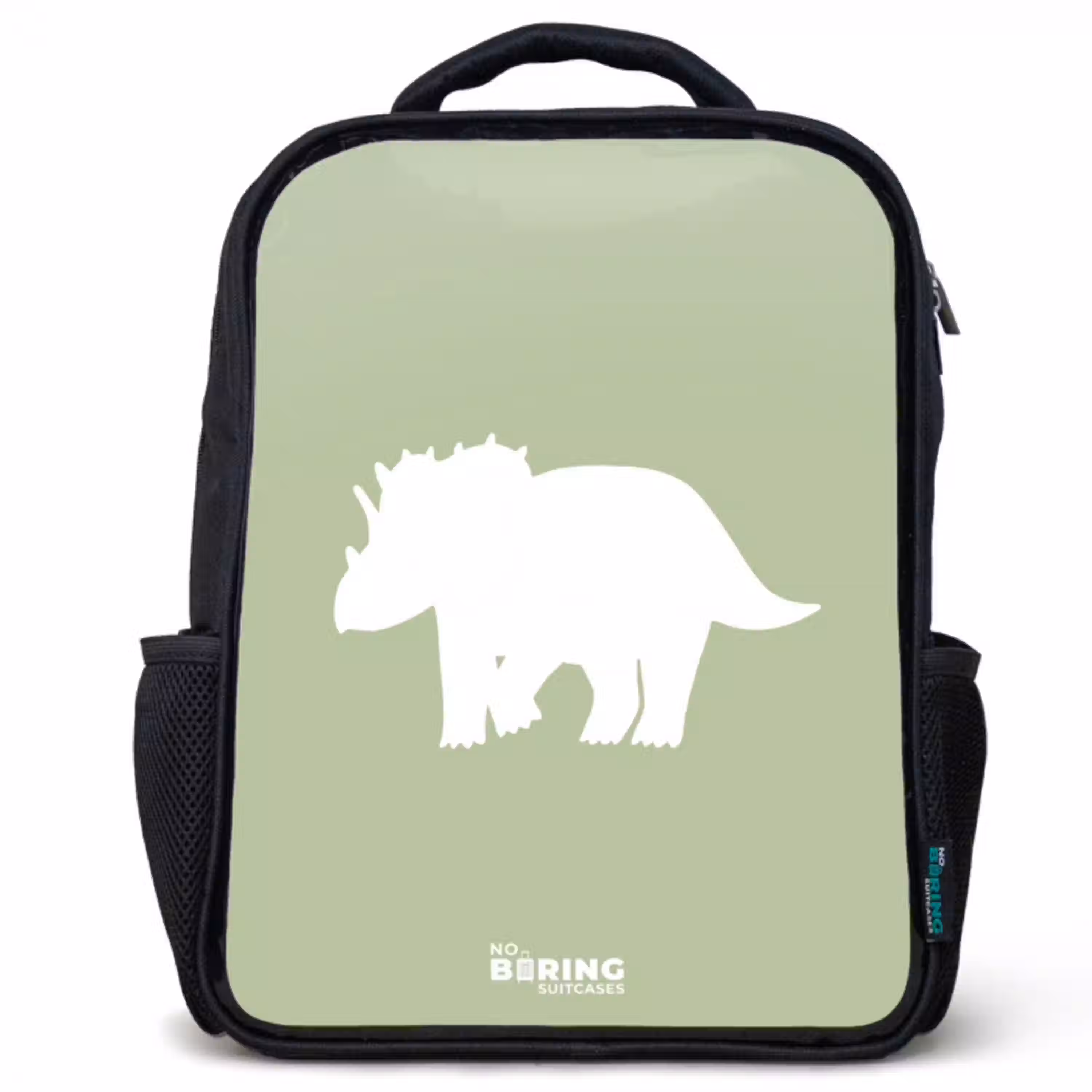 Groen met Triceratops dino Rugzak - Zwart middel -3d