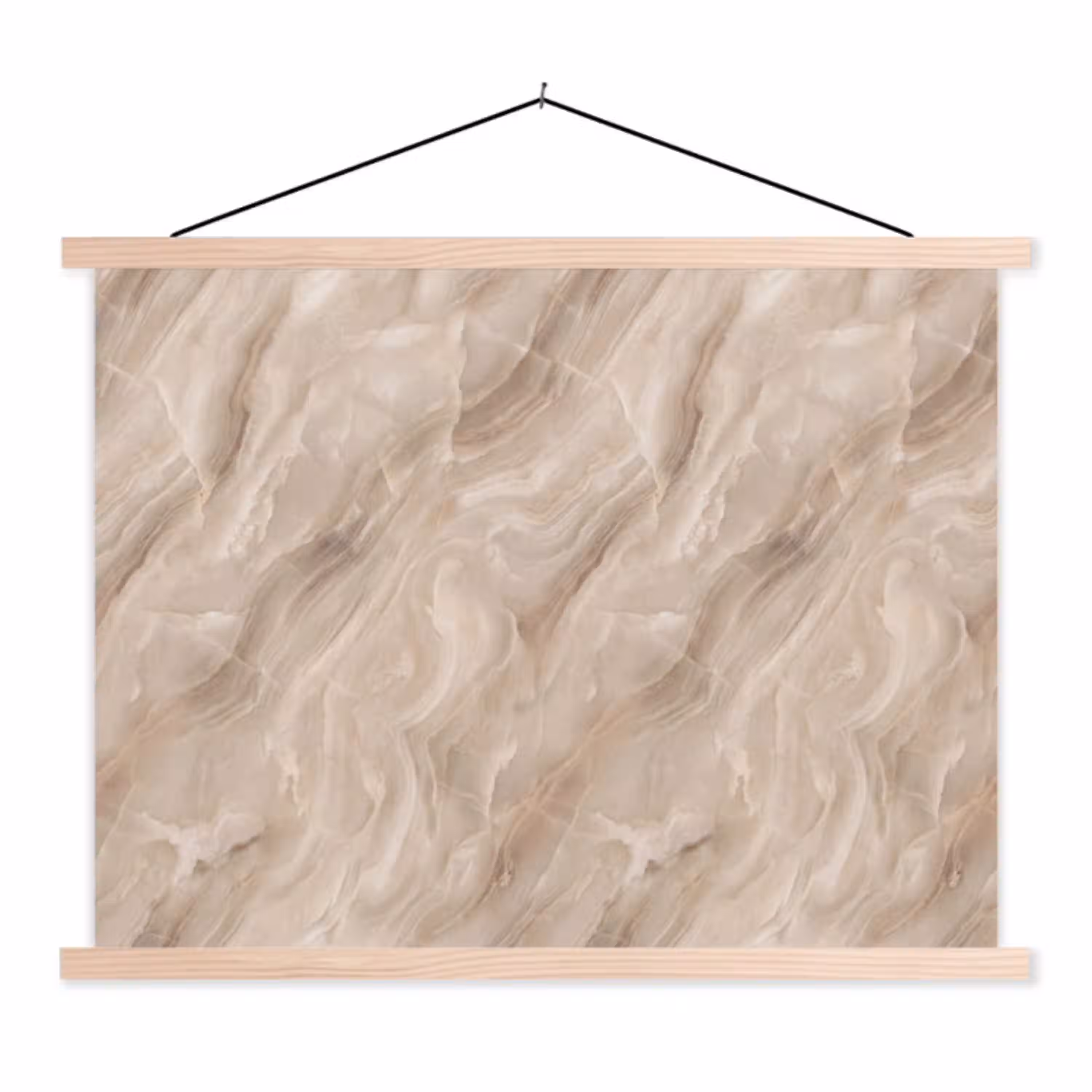 Steen - Golvend - Abstract - Beige textielposter latten blank klein -3d