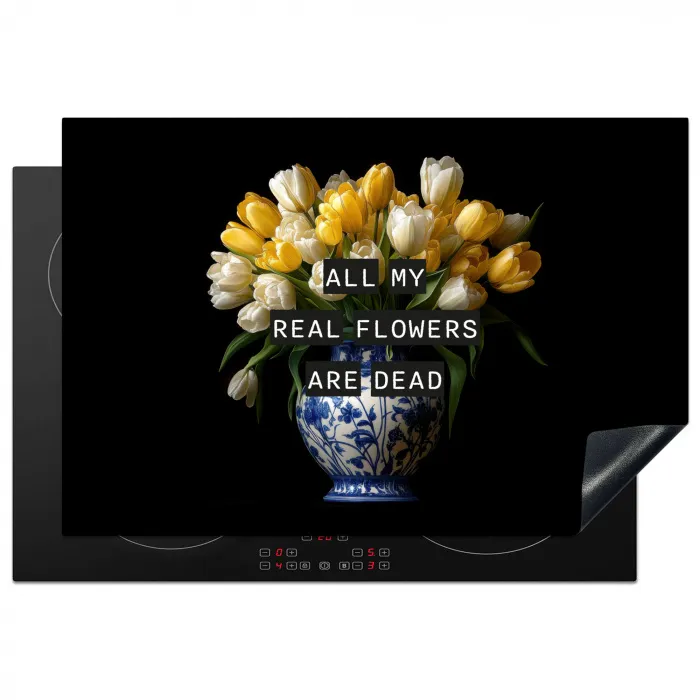 Quotes - Bloem - Tulp - Geel Inductie beschermer vinyl 3mm klein -3d