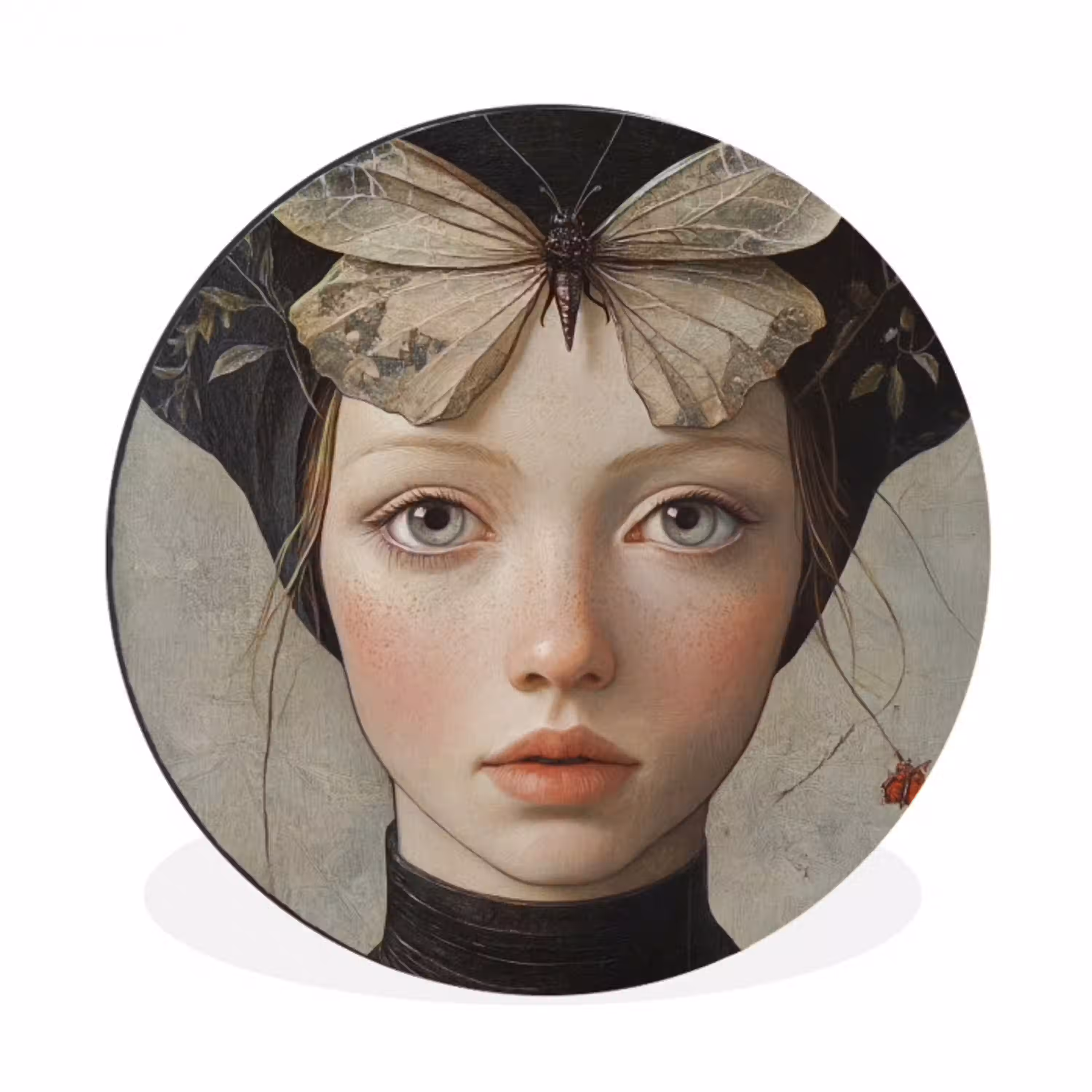 Woman - Butterfly - Art - Classic - Muted Wandcirkel aluminium klein -3d