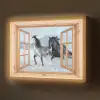 Doorkijk - Paarden - Winter - Dieren - Natuur - Hout Light Box met batterij (Wandlamp) middel -z3d_website
