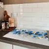 Bloemen - Blauw - Abstract Inductie beschermer vinyl 3mm klein -sfeer3