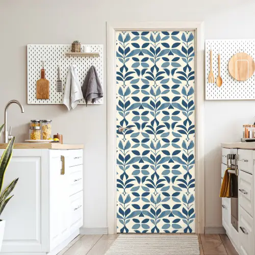 Flora - Modern - Blauw deurposter klein 289 -sfeer5