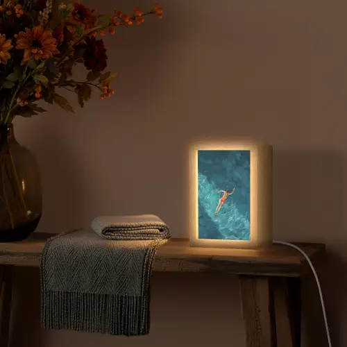 Vrouw - Water - Bikini - Oranje Light Box met kabel (Tafellamp) klein -sfeer4