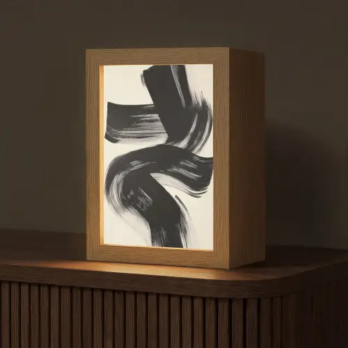 Strepen - Zwart - Abstract Light Box met kabel (Tafellamp) klein -z3d_website