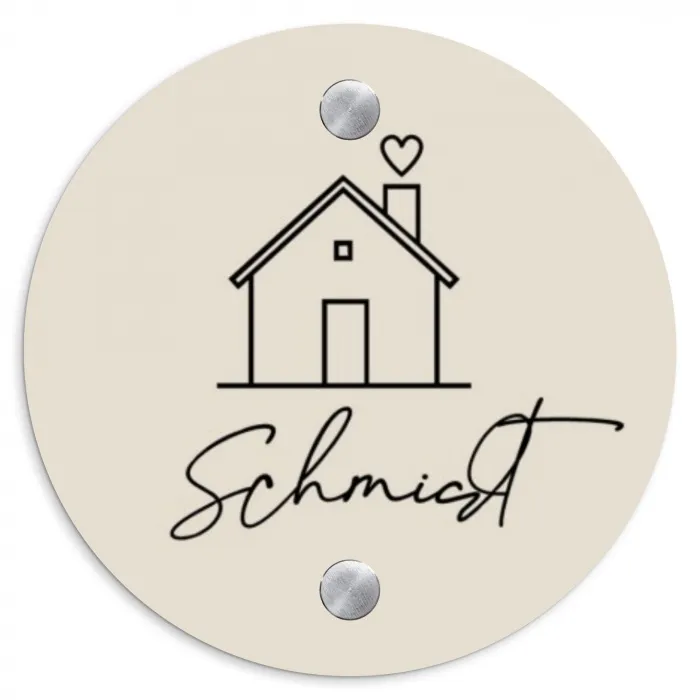 Huis illustratie - Sierlijk Naambord Rond klein -3d