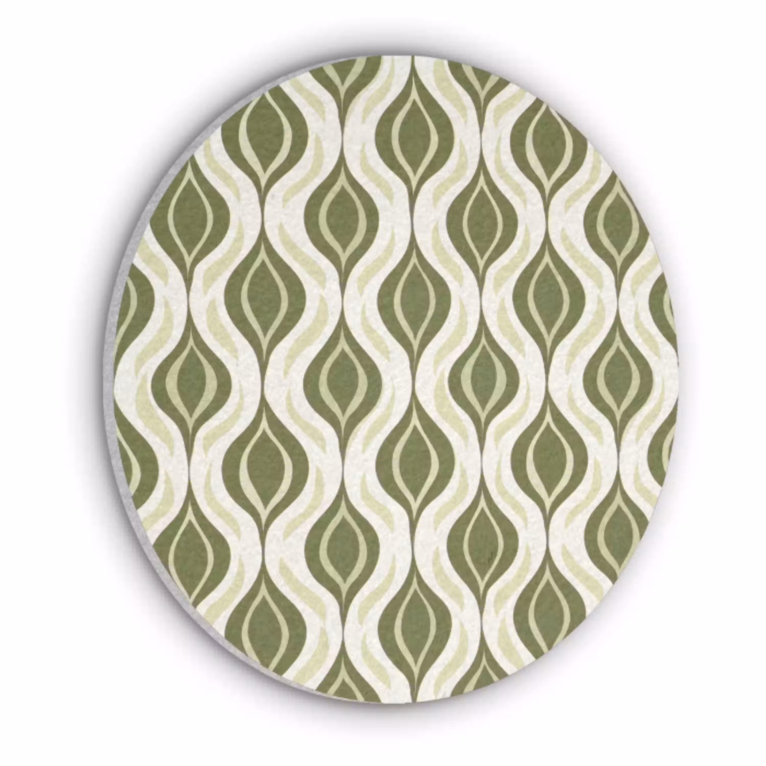 Patroon - Retro - Groen Akoestische PET Vilt - Rond klein 838 -3d