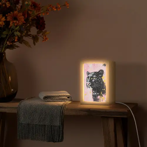 Zwart - Panter - Roze - Abstract Light Box met kabel (Tafellamp) klein -sfeer4