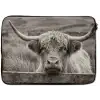 Schotse hooglander - Zwart - Wit - Hout laptophoes neopreen klein -zkaufland3dotto