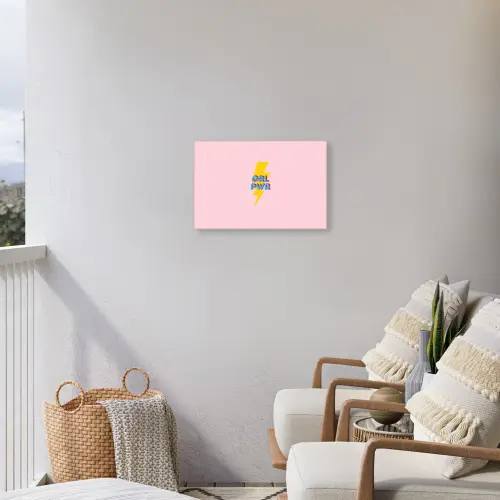 Grl pwr - Bliksem - Roze Tuinposter op houten frame 2 cm dik klein -sfeer1
