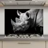 Dieren - Neushoorn - Zwart - Wit - Portret keuken achterwand spatscherm klein -3d_website