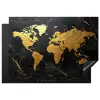 Wereldkaart - Goud - Marmer Inductie beschermer vinyl 3mm klein -3d