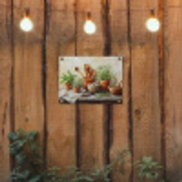 Potten - Kruiden - Hout tuinposter los doek klein -sfeer1
