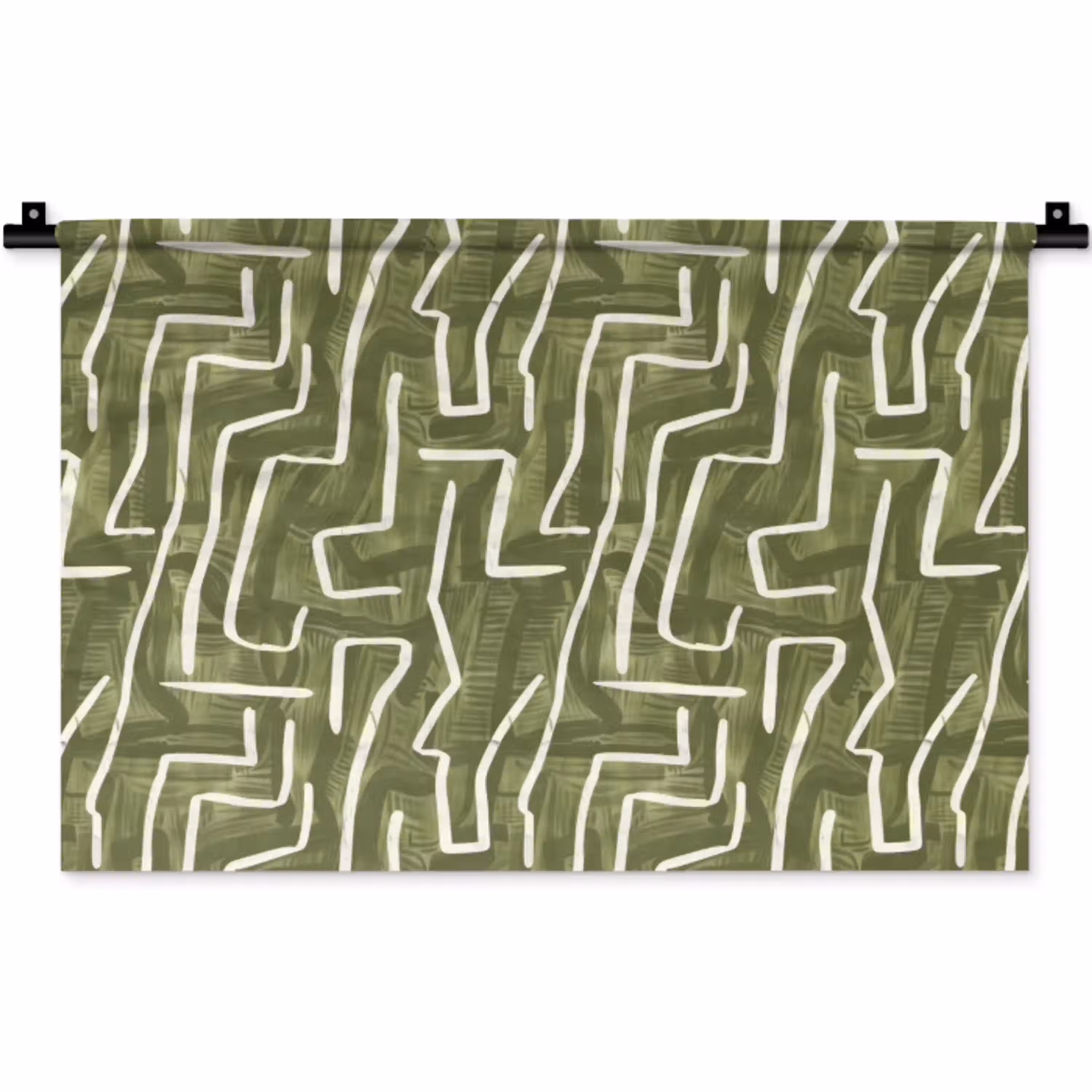 Groen - Abstract - Penseelstreken - Patroon Wandkleed katoen klein 269 -zz3d