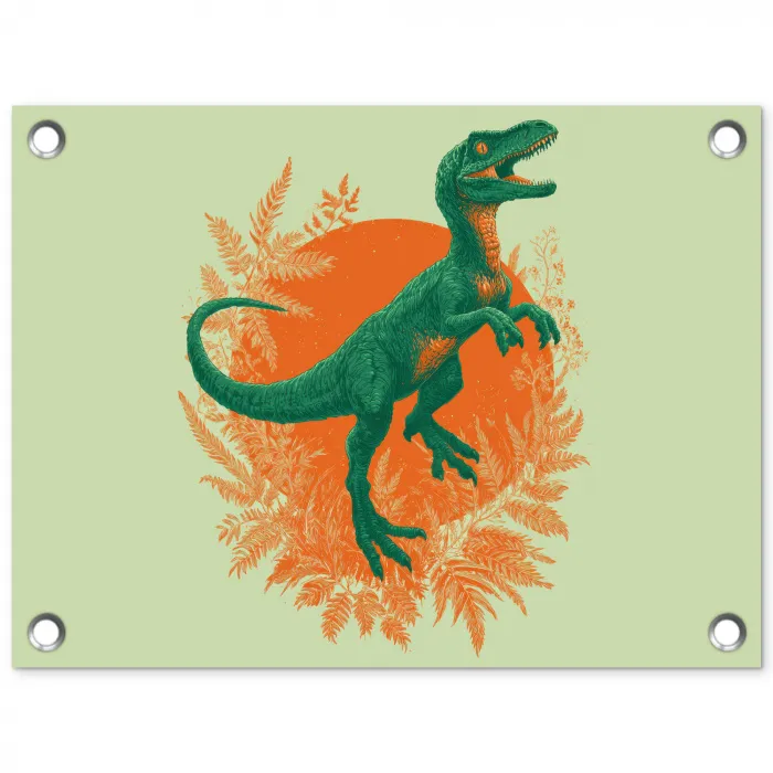 Dinosaurus - Groen - Planten - Cirkel tuinposter los doek klein -3d