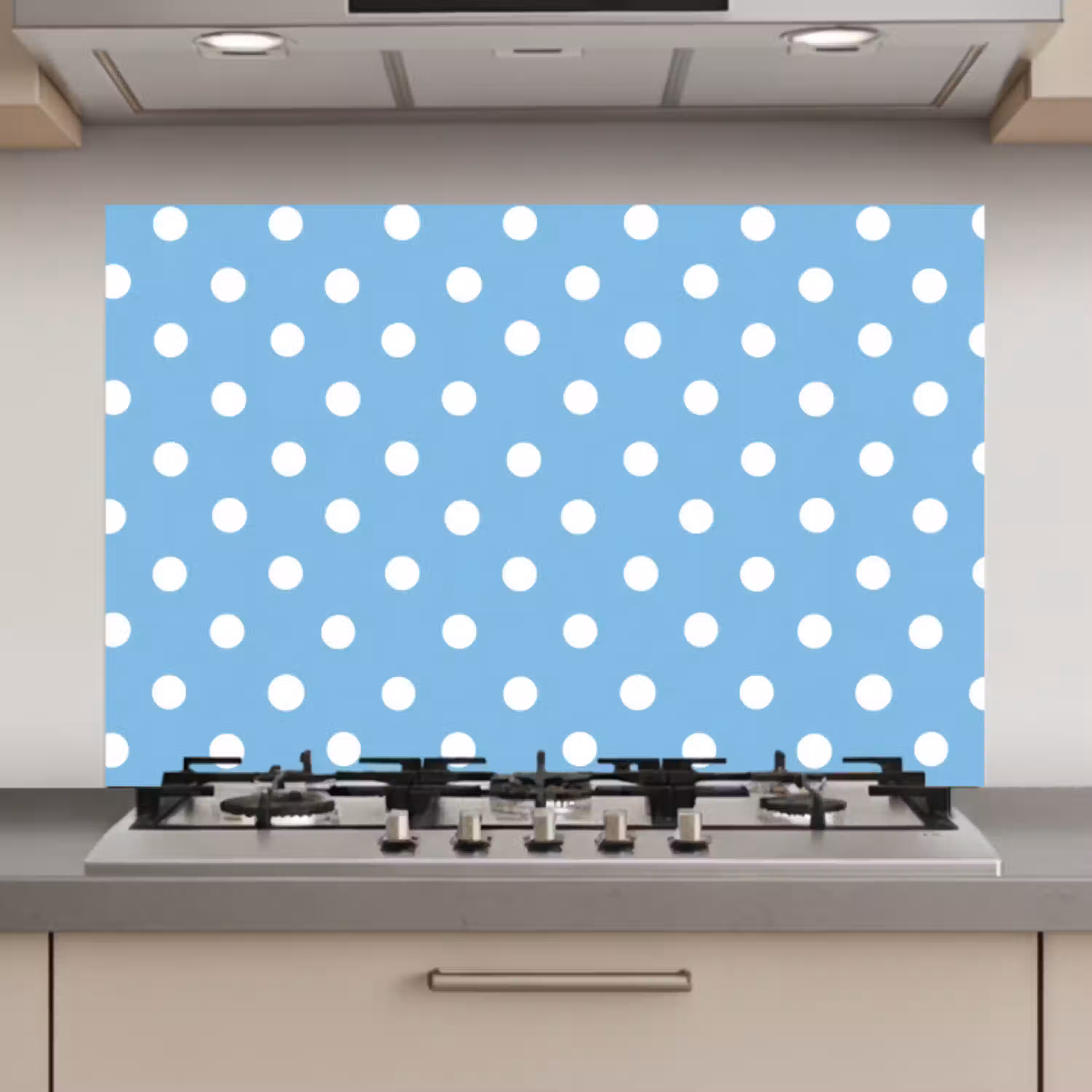 Polka - Dots - Blauw keuken achterwand spatscherm klein 900 -3d_website