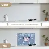 Vlinder - Bloemtakken - Lichtblauw keuken achterwand spatscherm klein -voor_na_NL