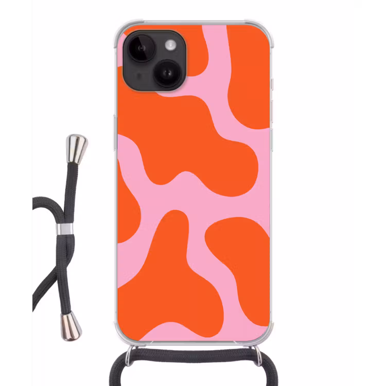 Telefoonhoesje crossbody - Vlekken - Rood - Roze - Patroon - Minimalistisch