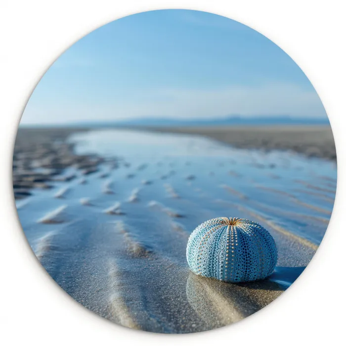 Strand - Schild - Water - Blauw Wandcirkel kunststof plaat 5mm dik klein -3d