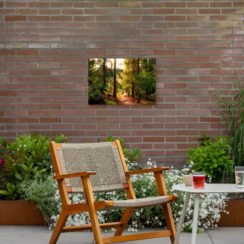 Mossig bospad Tuinposter op houten frame 2 cm dik klein -sfeer3