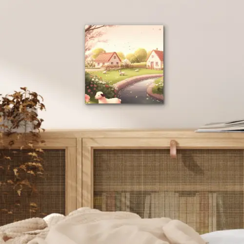 Schapen - Huisje - Platteland aluminium wit klein -sfeer3