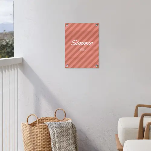 Simmer - Hartjes - Strepen - Roze tuinposter los doek klein -sfeer8